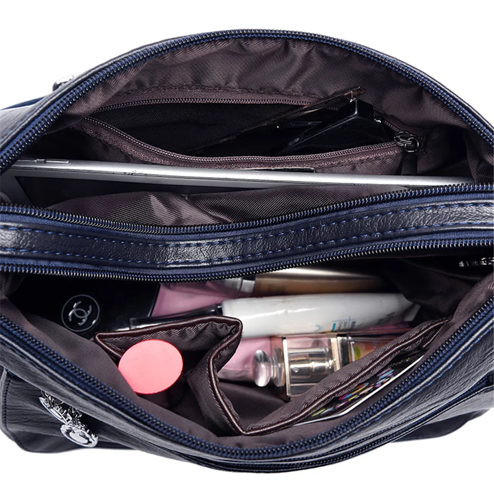 

High capacity Women Messenger Bag High Quality Soft Leather Crossbody Shoulder Bags For Women Hobos Multi-pocket Bolsas Feminina