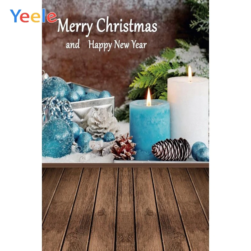 

Yeele Christmas Photocall Candles Wood Decors Snow Photography Backdrops Personalized Photographic Backgrounds For Photo Studio