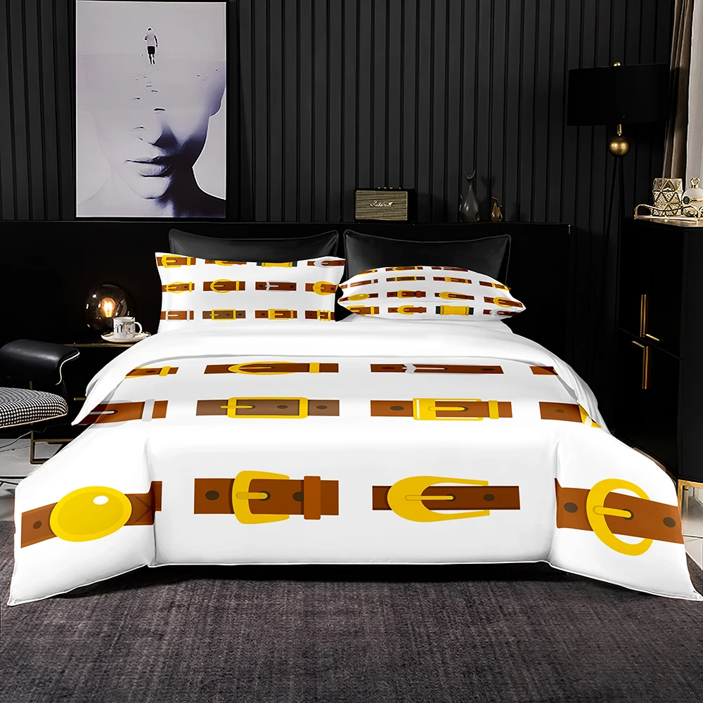 

Роскошный комплект постельного белья с 3D-принтом, пододеяльник с золотым ремнем и рисунком, Королевский двуспальный комплект, удобное одея...