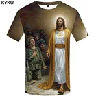 Мужские футболки KYKU футболка Jesus с 3D-принтом в стиле милитари