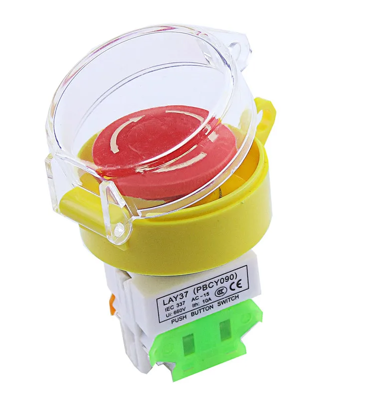 Красный кнопочный переключатель 1NO 1NC DPST для аварийного остановки 660 В