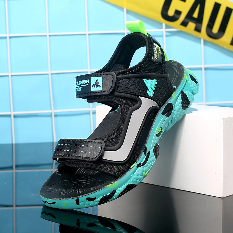 

Summer Comfortable Sports Sandals Kids Fashion Sandalias Childrens Outdoor Beach Shoes Non-slip Soft Bottom Stripe Sandals Baby