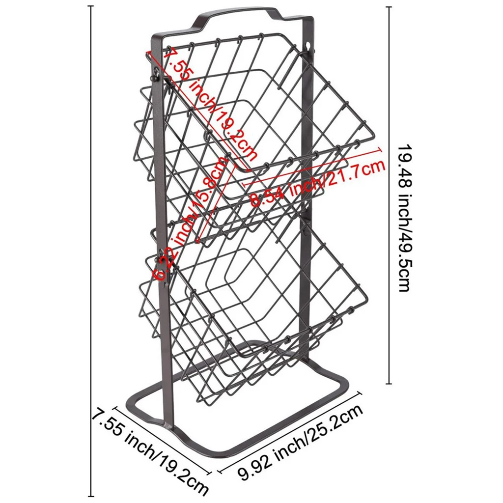 

Wrought Iron 2-Tier Fruit Basket Kitchen Countertop Hanging Organizer Rack