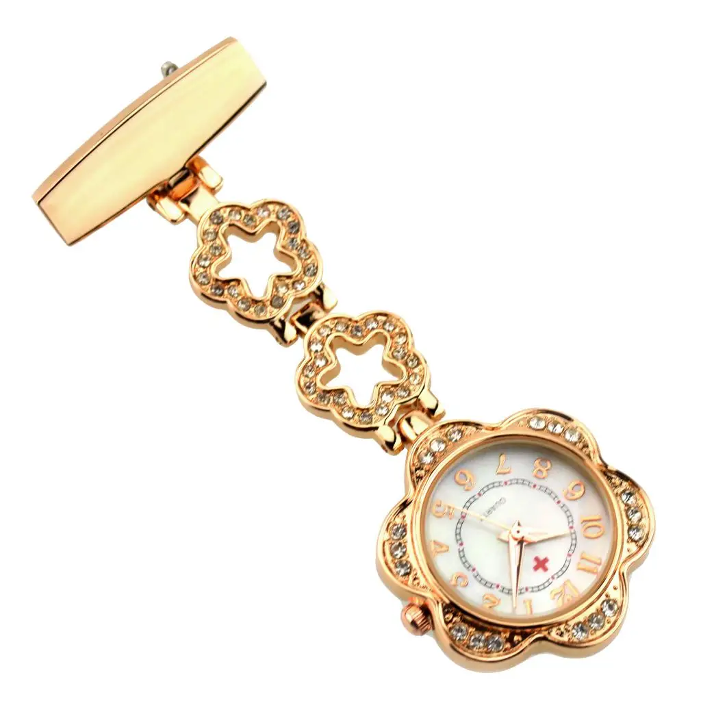 Медсестры цепь брошь со стразами цветок кулон Fob карманные часы | Наручные