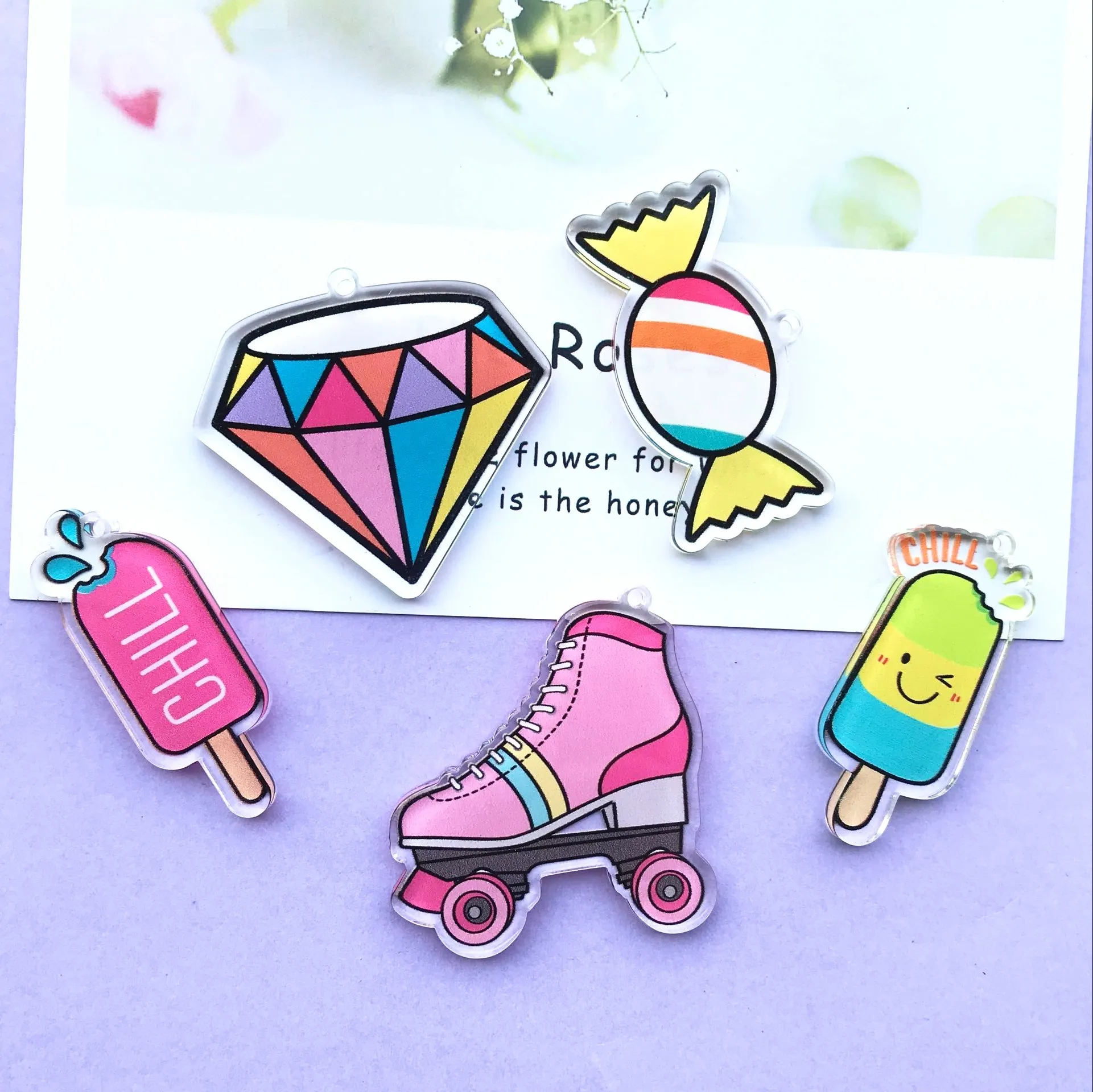 Новая прозрачная акриловая нашивка телефона DIY конфеты коньки с плоской задней