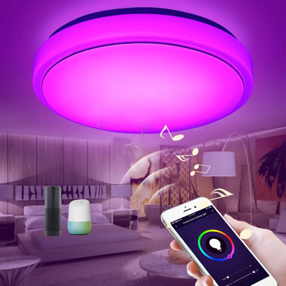 

24W WiFi Modern RGB LED Ceiling Light Home Lighting bluetooth Control Bedroom Lamp Smart Ceiling Lamp APP Remote Control