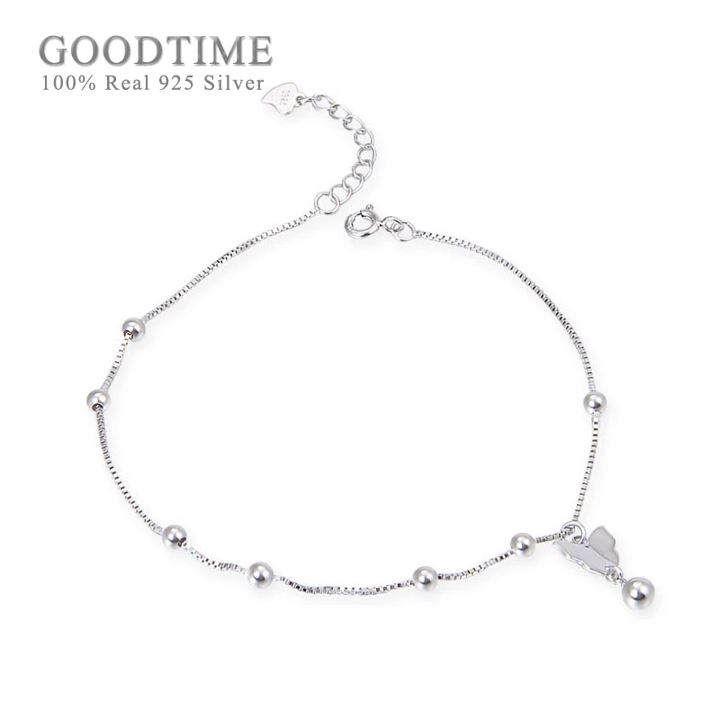 

Trendy Anklet For Women 100% 925 Sterling Silver Bead Butterfly Anklet To Lady Wife Jewelry Foot Accessories For Wedding Party