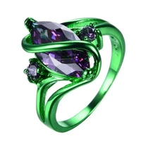 classic fashion female christmas gift green filled gold color purple high quality ring