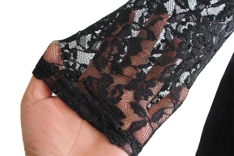 

New Hot Spring Autumn Lace Solid Knee Length Woman Dresses Office Lady Elegant O-neck Sheath Three Quarter Female Lace Dresses