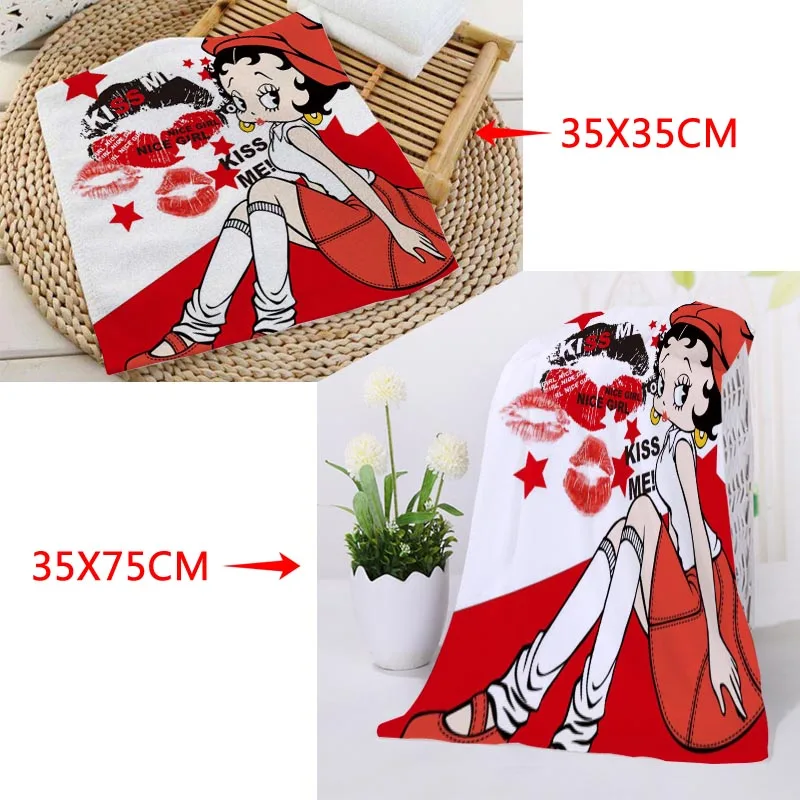 Новое поступление на заказ Betty Boop полотенце для лица с рисунком из микрофибры квадратные прямоугольные полотенца Размер 35x35 см 35x75 см - Цвет: 8