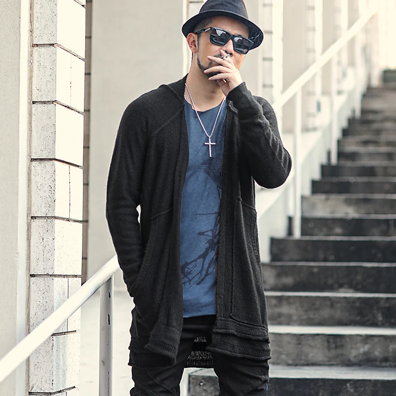 Новинка Осень 2020 мужской британский темно-длинный свитер длинный кардиган J811 |