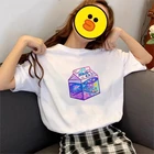 Kawaii, японская футболка с короткими рукавами и принтом молока, Женская Футболка Harajuku Fun Ulzzang, футболка 2020, летняя женская футболка, топы