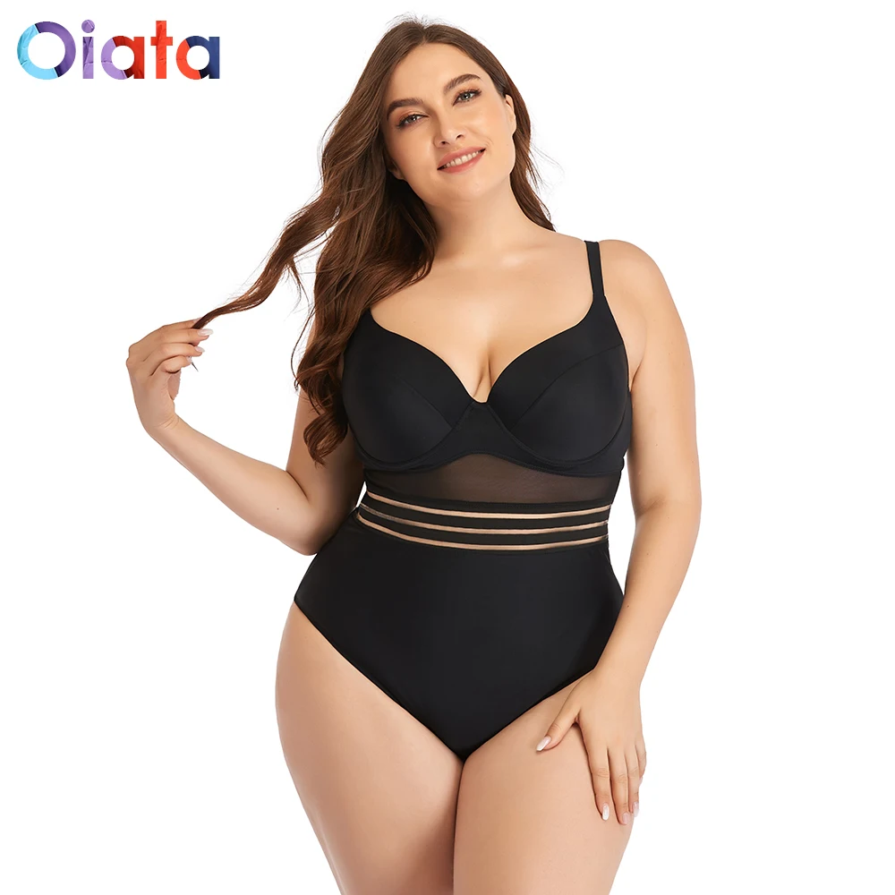 

OIATA 2021 Новый Для женщин Высокая Талия, купальник, пуш-ап, сексуальный купальник бикини с рюшами животик Управление с лямкой на шее пляжная од...