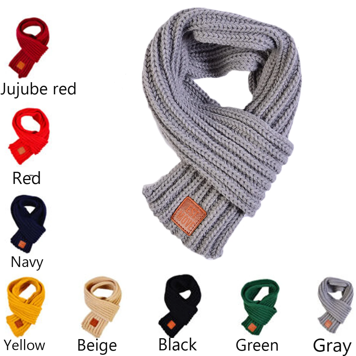 Модный вязаный шарф для маленьких мальчиков и девочек теплый однотонный на осень