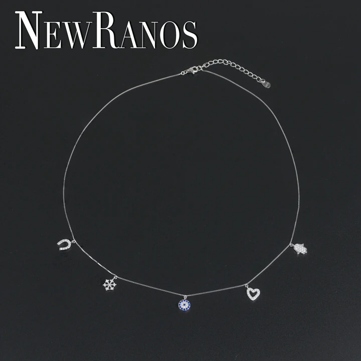 Newranos 925 пробы Серебряное массивное ожерелье на шею ожерелье в форме сердца и кулоны женские ювелирные изделия подарок