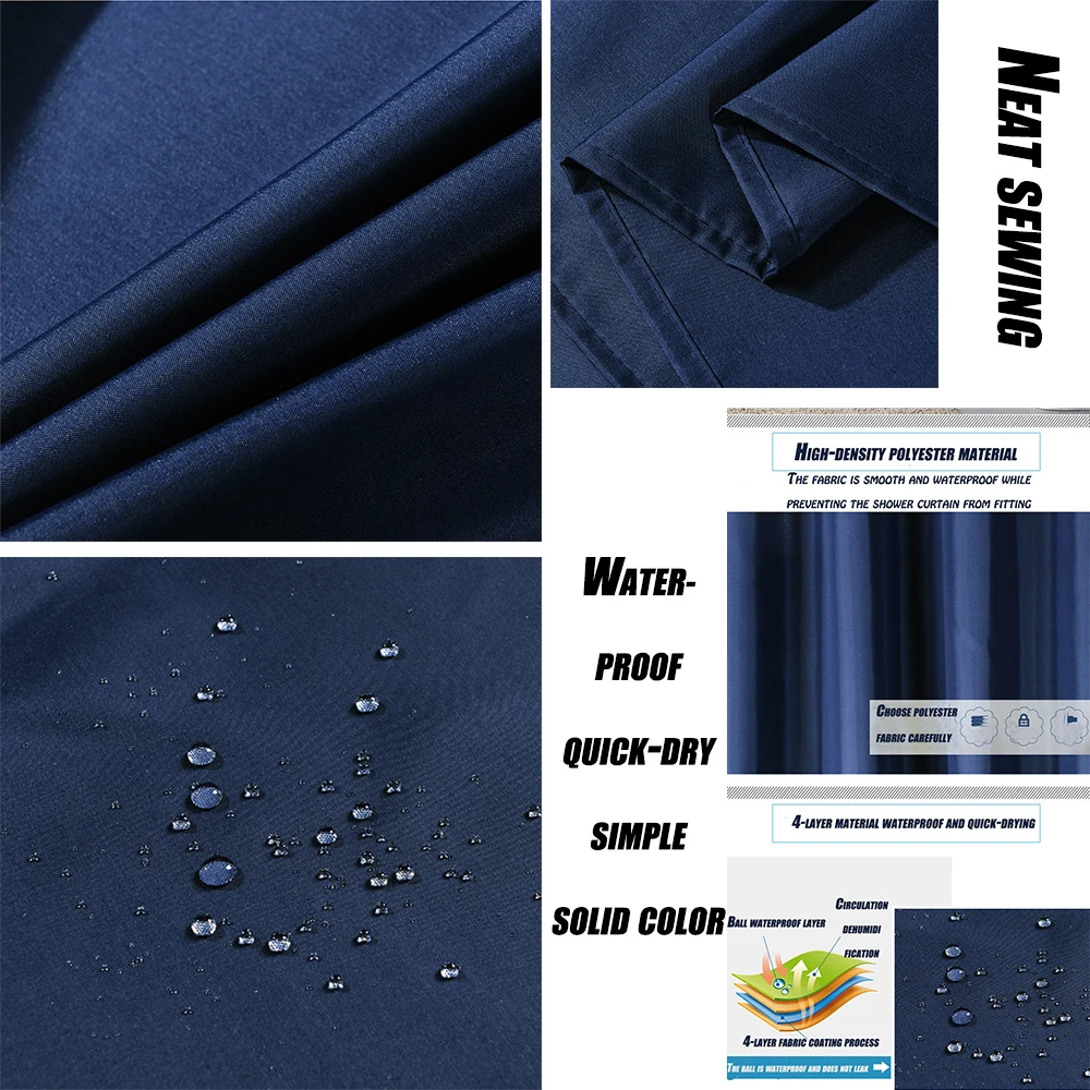 shower curtain waterproof polyester quick drying weighted hem shower curtains set for bathroom durable and washable with hooks free global shipping