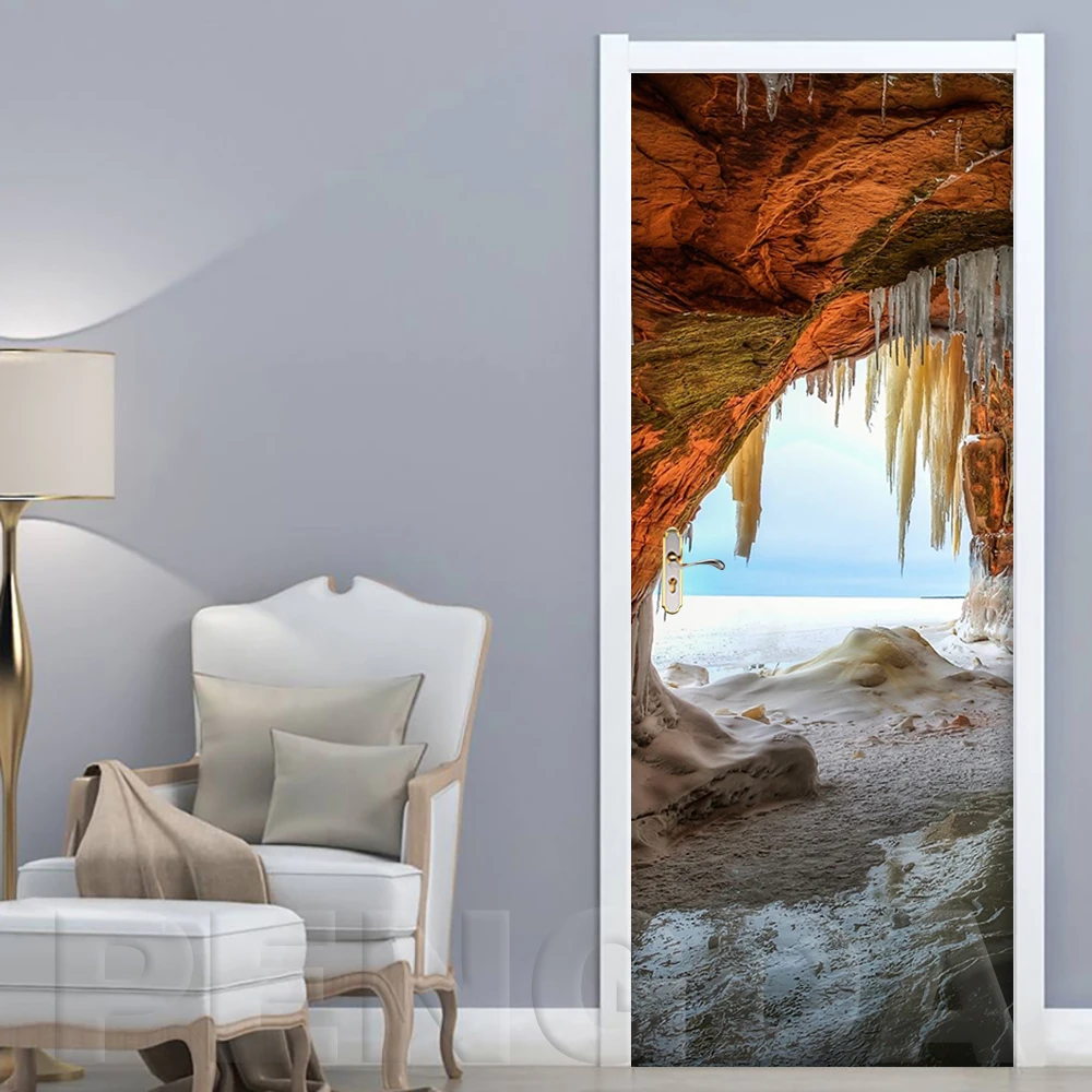 Renovation DIY PVC Stickers Mountain Self Adhesive Wallpaper On Door Waterproof Entrance Home Decoration Decal Print Art Picture | Дом и сад