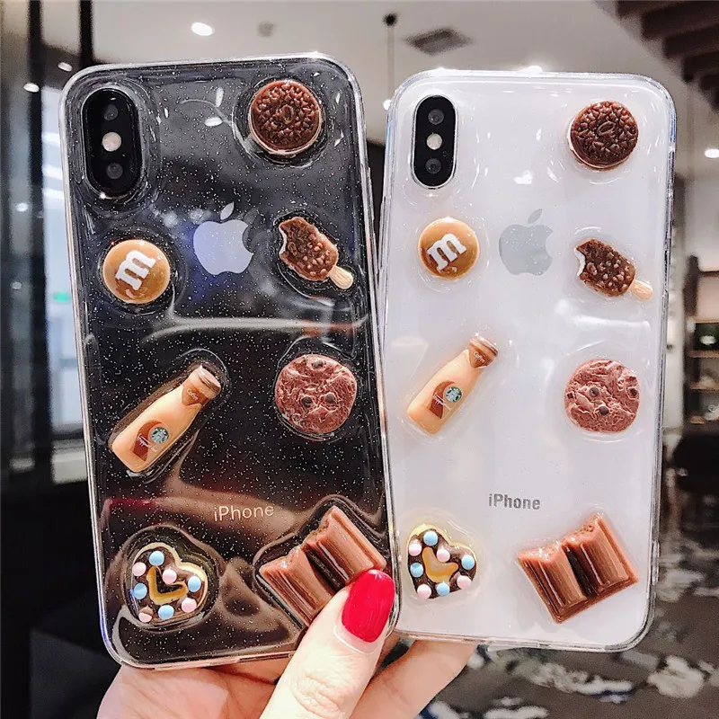3D яркий шоколадный печенье Прозрачный чехол для телефона для iPhone 11 Pro Max XR XS Max X 6 6S 7 8 Plus силиконовый роскошный мягкий чехол-накладка