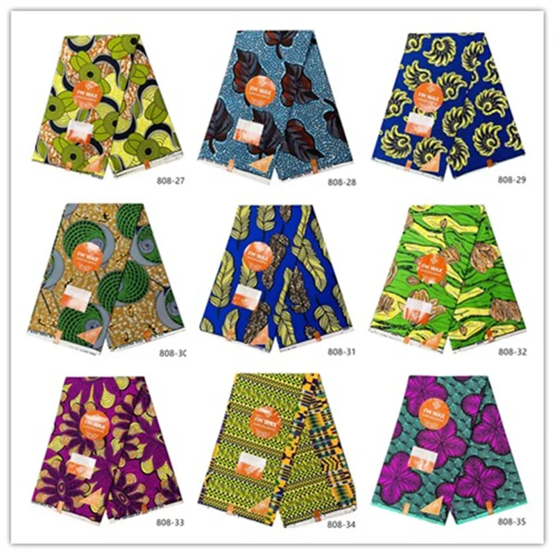 

6 Yards/lot African Fabric Geometric Patterns Ankara Polyester Farbic For Sewing Wax Print Fabric by the Yard Designer 808