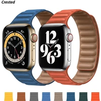leather link for apple watch band 44mm 40mm 38mm 42mm 11 original watchabnd magnetic loop bracelet iwatch seires 5 4 se 6 strap