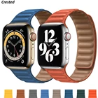 Ремешок кожаный для Apple watch band 44 мм 40 мм 45 мм 41 мм 38 мм 42 мм 1:1, магнитный браслет для часов iWatch Series 3 5 4 SE 6 7
