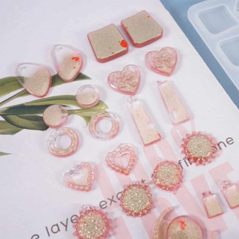 

Earrings Danglers Casting Silicone Mould DIY Pendants Crystal Epoxy Resin Mold A2UA