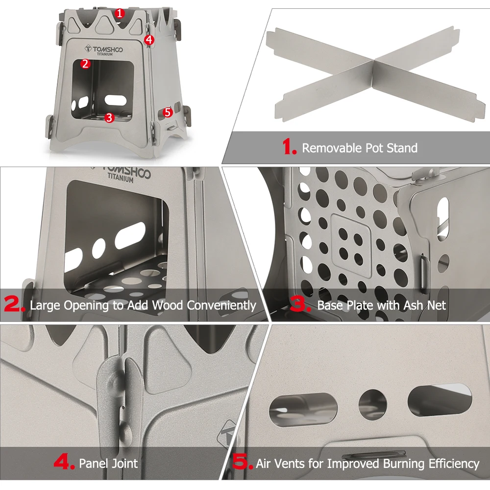 TOMSHOO титановая дровяная печь для кемпинга походная рыболовная кухонная посуда