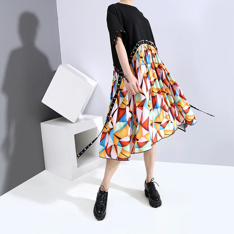 Новый 2020 Летний стиль женские большие размеры модное платье с лентой прямые