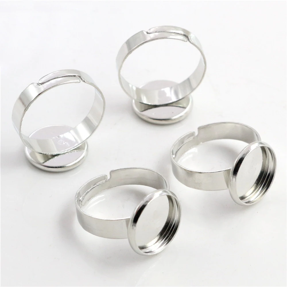 12mm 20mm 25mm 10pcs 4 Colors Plated Adjustable Ring Settings Blank/Base Fit 12-25mm Glass Cabochons Buttons Bezels | Украшения и