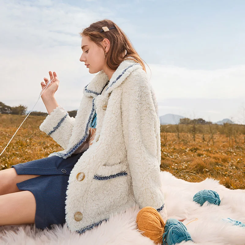 

SHZQ Fur One-piece Coat Women's New Granular Cashmere Sheep Sheared Lamb Wool Style Coat in Autumn and Winter 2021