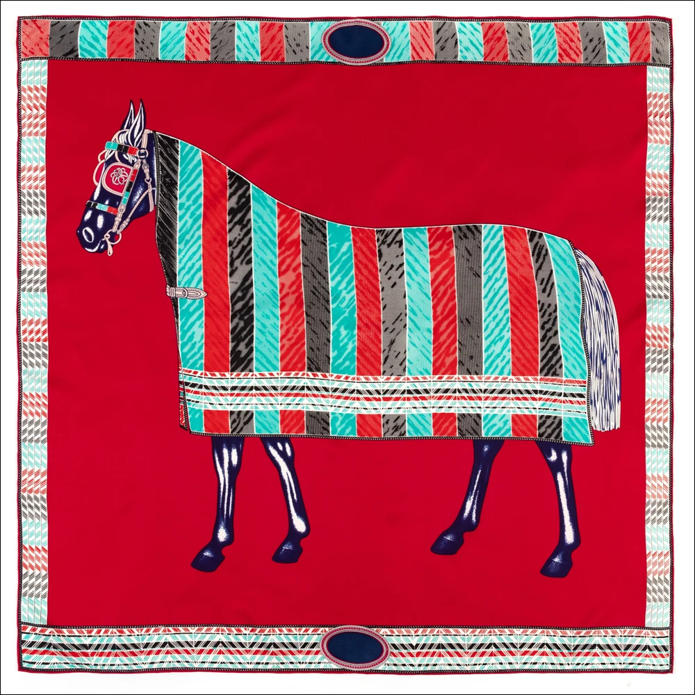 

horse print Hand Rolled Silk Scarf 100% Silk Designer Scarf Shawl 90cm Square Silk Scarfs Silk Twill Scarf 90*90cm bandana