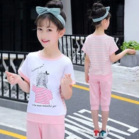 summer teen girls clothing set 2022 children clothes short sleeve tops pants 2pcs kids outfits girls clothes 4 6 8 10 12 years