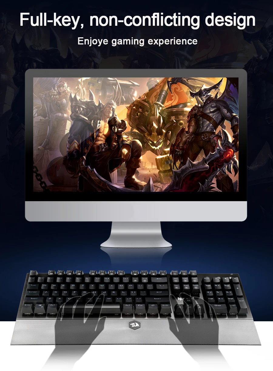Redragon K569 Rgb алюминиевая USB Механическая игровая клавиатура синий переключатель со светодиодной подсветкой 104 ключ анти-ореолы проводной ПК компьютер геймер