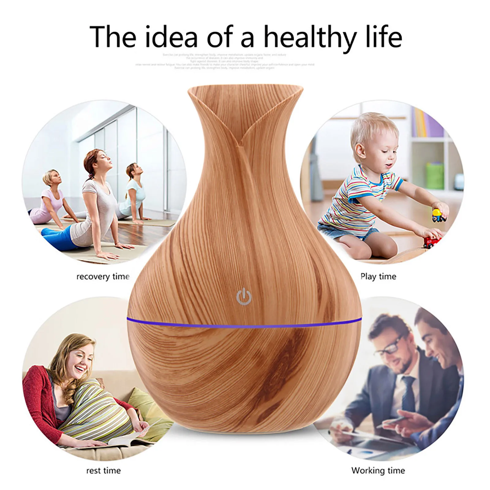 Electric Humidifier Essential Aroma Oil Diffuser Ultrasonic Wood Grain Air Usb Mist Maker With Led Light hogar | Дом и сад