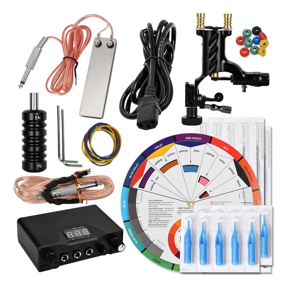 

BellyLady черный стартер тату машина цветное колесо тату игла коврик резиновый ремешок для практики набор аксессуаров WSTZ0075_02