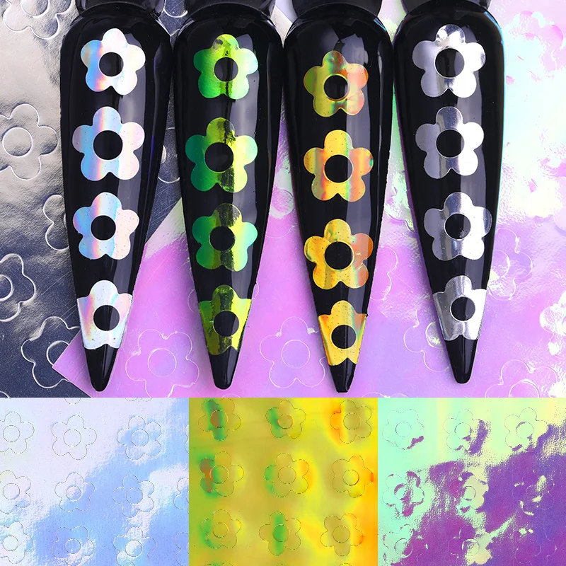 1 лист Голографическая фольга для ногтей винилы полый трафарет Бабочка узор 3D