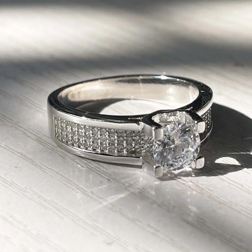

100% Genuine 925 Sterling Silver 1 Carat Diamond Ring Fine Jewelry Anillos De Silver 925 Jewelry Engagement Rings for Women Box
