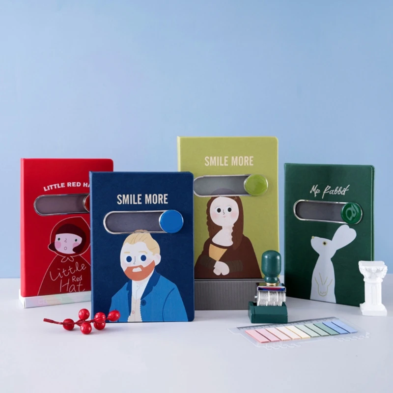 

B6 Cartoon Rabbit Sliding Unlock Notebook Pen Set Leather Diary Journal Planners Stationery Business Gift