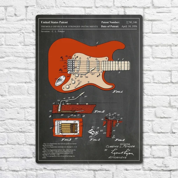 

Крыло Stratocaster 1954 гитара патент металлический жестяной знак металлический знак Настенный декор модный художественный плакат