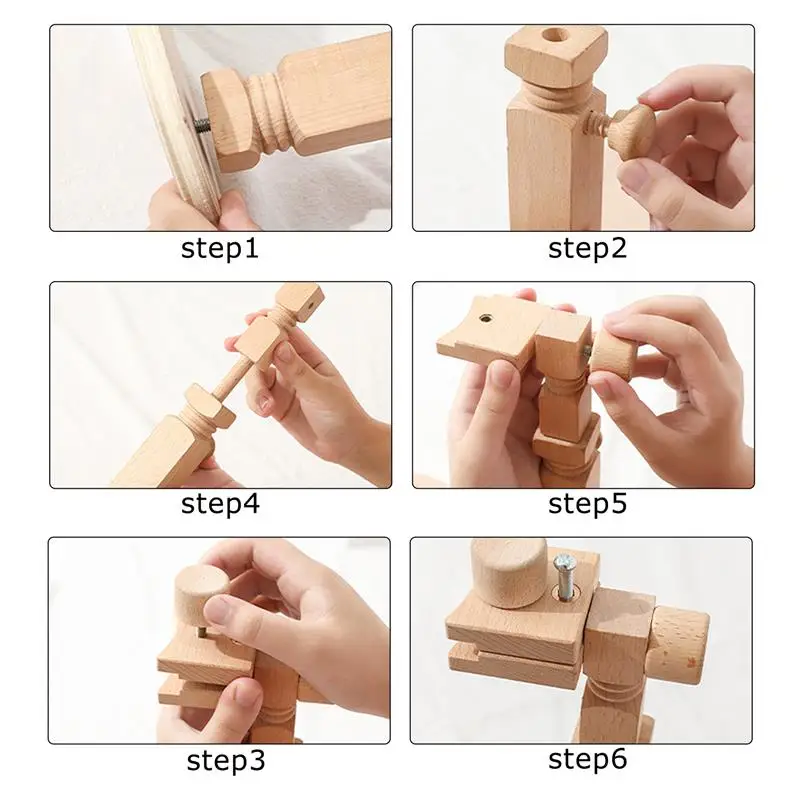 

Sewing Tool Wooden Round Embroidery Hoop Adjustable DIY Desktop Stand Cross Stitch Rack Frames Rings Mother Gifts for Adults