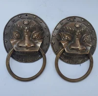 collectible home decorated crafts 1 pair chinese handwork brass big door knocker style 0001