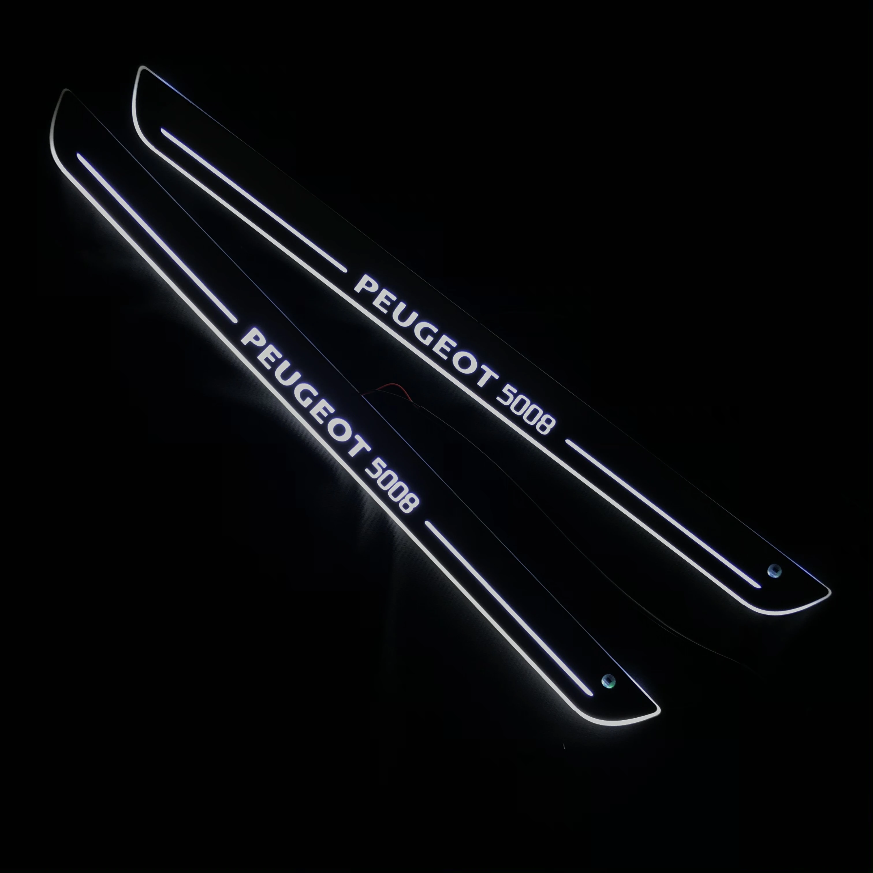 

LYQ 2PCS acrylic mobile LED welcome scooter wear plate door sill frame path light for PEUGEOT 5008 dedicated car accessories