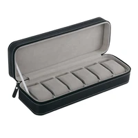 portable 6 slots watch display box storage organizer with zipper classi c style multi functional bracelet display case