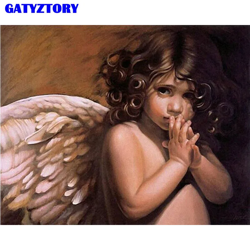 Frameless DIY Painting By Numbers angel oil paint by numbers kits Wedding Decoration Bedroom Decor Canvas Painting oil painting - Цвет: 99442