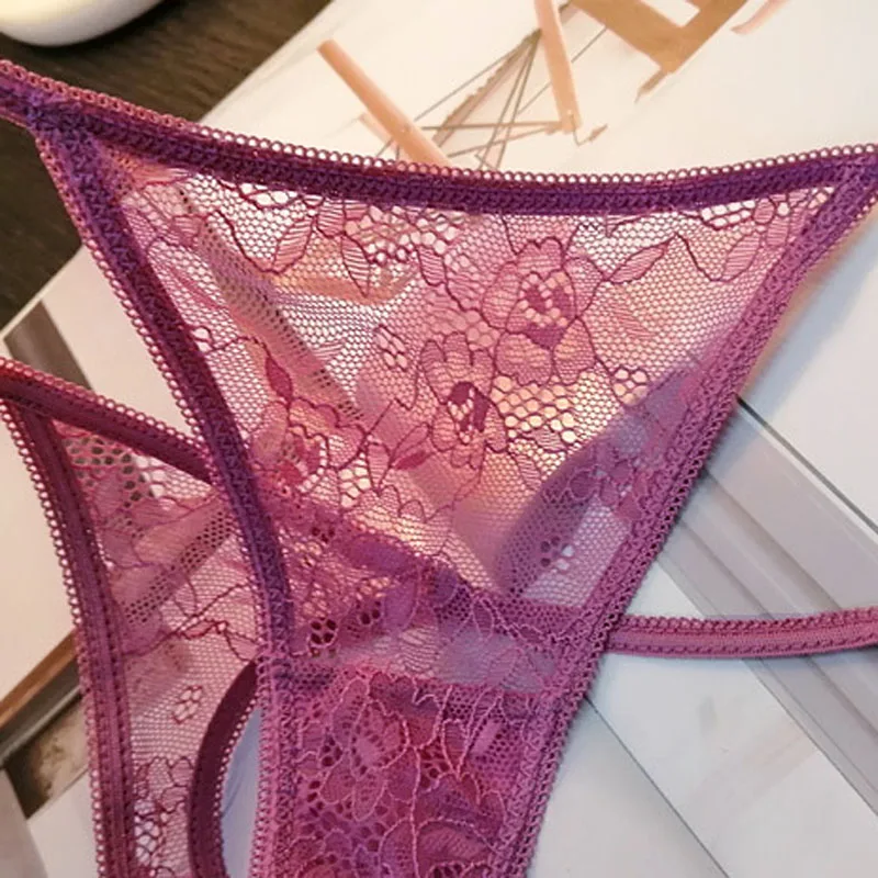 Кружевные женские стринги сексуальные прозрачные бесшовные с заниженной талией