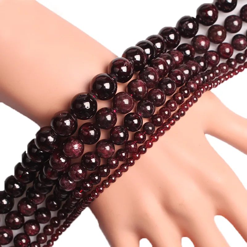 Бусины из темно красного драгоценного камня 2/3/4/5/7/10/12 мм|Бусины| |