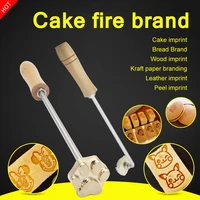 cake logo brass mold handle set fire burning copper stamp hot print wood leather bread cliche hamberger beef branding imprint