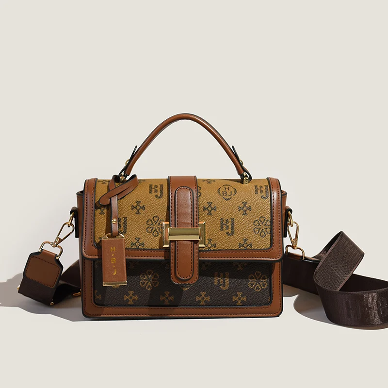 

Модная простая Дамская портативная маленькая квадратная сумка с принтом диких старых цветов, сумка-мессенджер через плечо в Западном ретро...