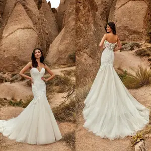 2021 Wedding Dresses Sexy Sweetheart Applique Beads Lace A-Line Bridal Gowns Custom Made Open Back Sweep Train Wedding Dress
