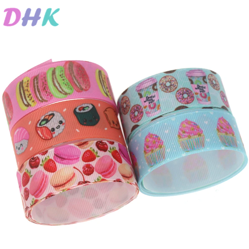 DHK 5 ярдов кекс суши напечатан Grosgrain ленты ленточный аксессуар Hairbow Головные уборы